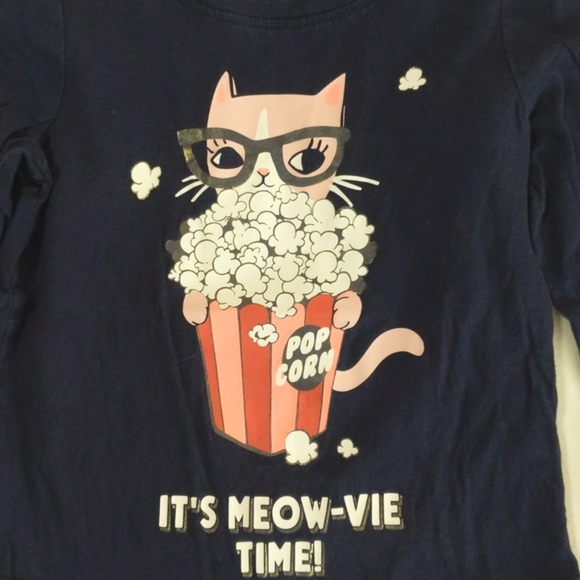 oshkosh b'gosh movie kitty navy blue long sleeve graphic shirt 24 months baby - Picture 2 of 5